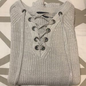 Fab’rik Cream Lace Up Sweater